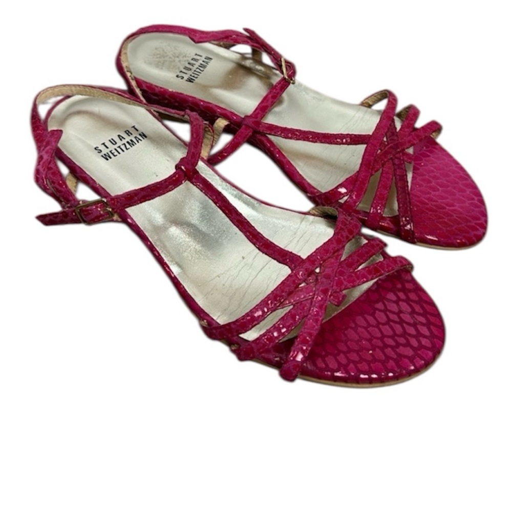 Stuart Weitzman pink snakeskin-embossed sandals heels Size 6